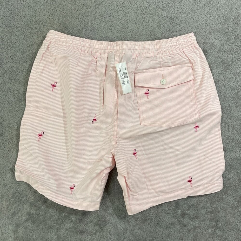 NEW Lands' End Men's M Pink Flamingo Embroidered Deck Casual Beach Shorts - Picture 2 of 7